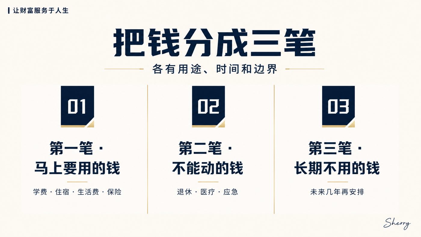 把钱分成三笔