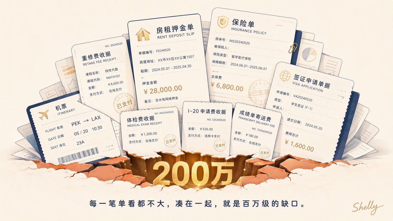 每一笔单看都不大，凑在一起，就是百万级的缺口